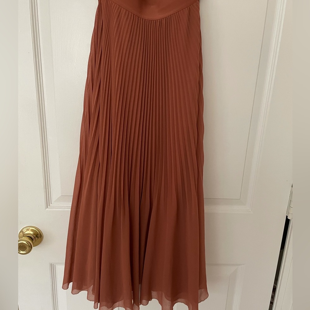 COPY - WilfredTwirl Midi SkirtPleated chiffon midi skirt, color: genuine brown